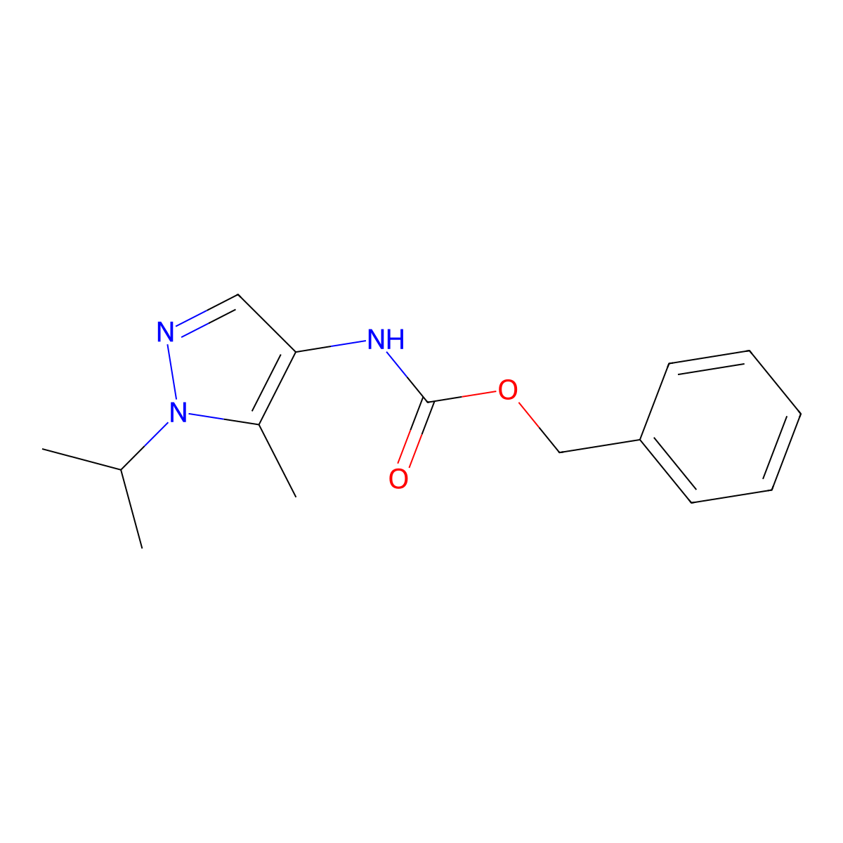 benzyl N-[5-methyl-1-(propan-2-yl)-1H-pyrazol-4-yl]carbamate molecular structure, CAS 2694725-10-3