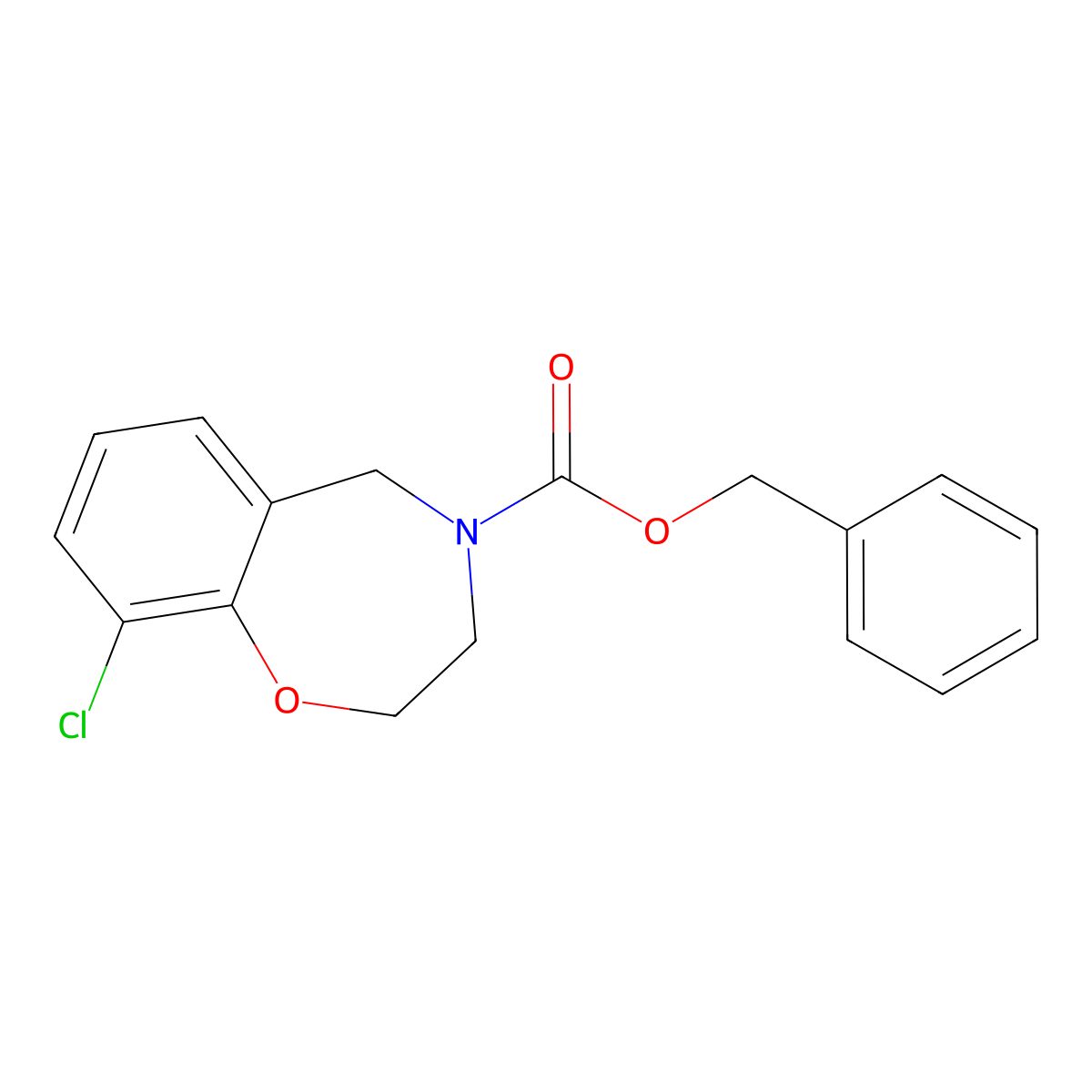 Benzyl 9-chloro-2,3,4,5-tetrahydro-1,4-benzoxazepine-4-carboxylate molecular structure, CAS 2694725-14-7