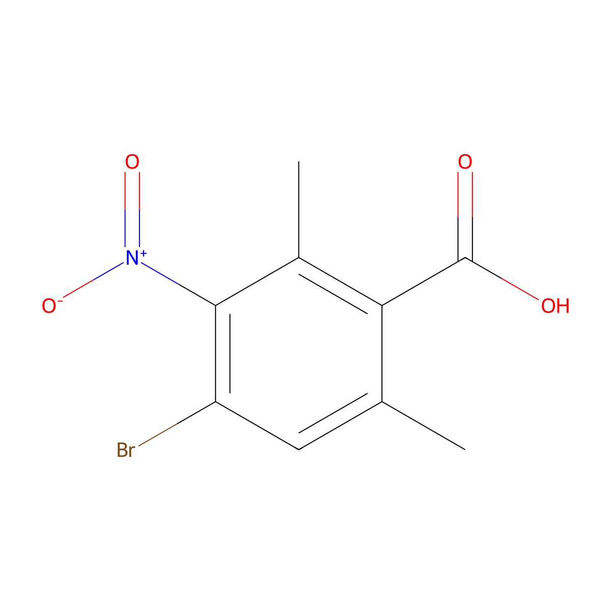 4-Bromo-2,6-dimethyl-3-nitrobenzoic acid molecular structure, CAS 2694725-28-3