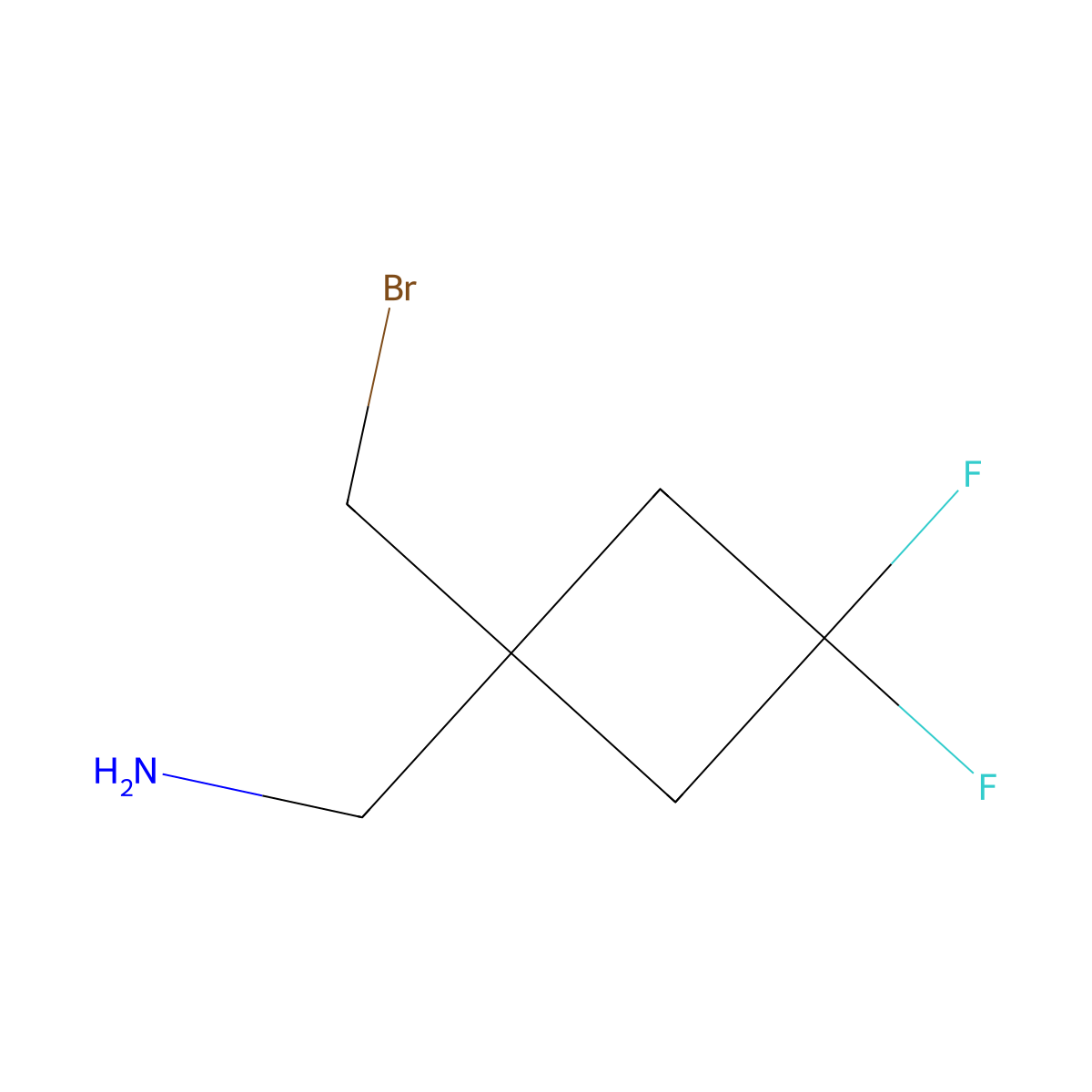 1-[1-(Bromomethyl)-3,3-difluorocyclobutyl]methanamine molecular structure, CAS 2694725-58-9