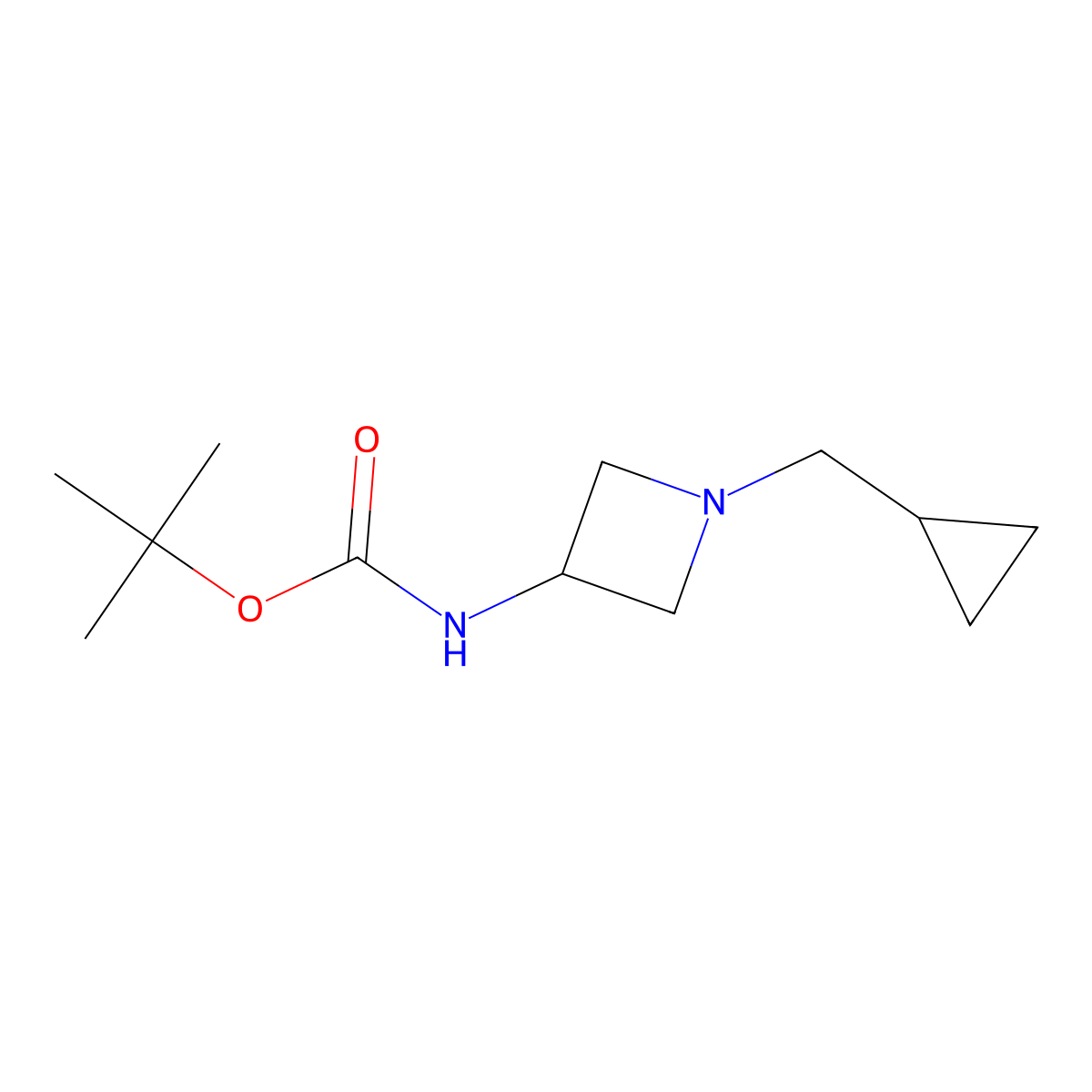 tert-butyl N-[1-(cyclopropylmethyl)azetidin-3-yl]carbamate molecular structure, CAS 2694725-65-8