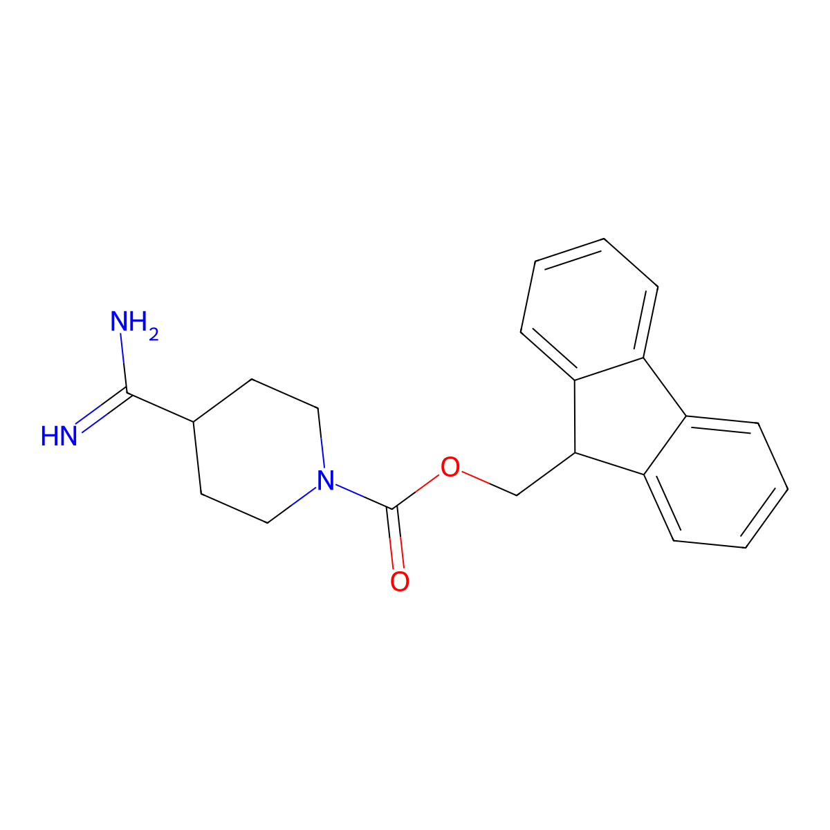 (9H-fluoren-9-yl)methyl 4-carbamimidoylpiperidine-1-carboxylate molecular structure, CAS 2694725-74-9