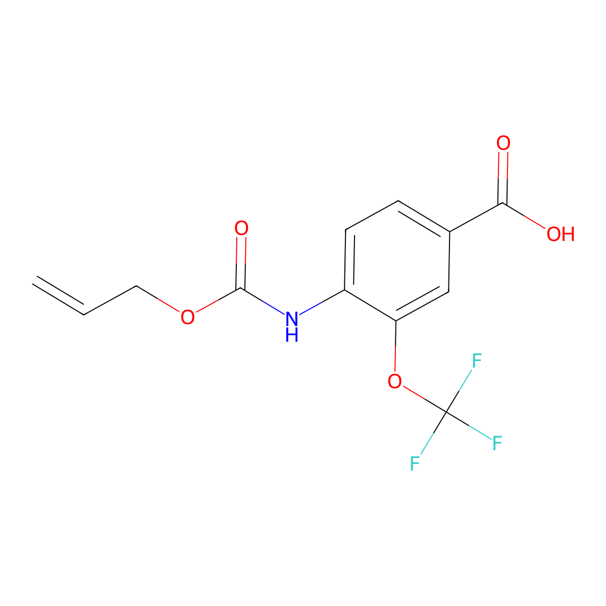 4-{[(Prop-2-en-1-yloxy)carbonyl]amino}-3-(trifluoromethoxy)benzoic acid molecular structure, CAS 2694725-88-5