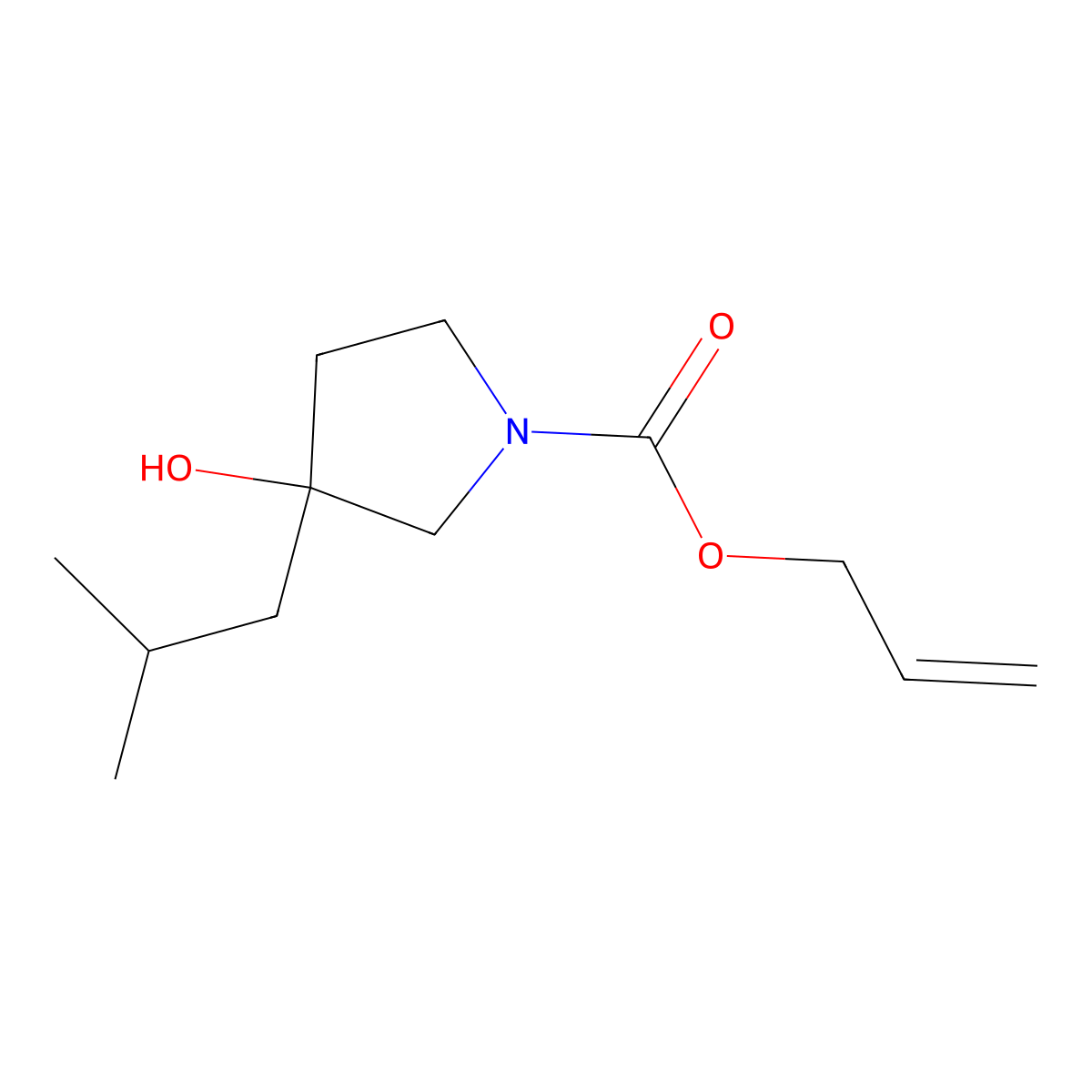 Prop-2-en-1-yl 3-hydroxy-3-(2-methylpropyl)pyrrolidine-1-carboxylate molecular structure, CAS 2694725-94-3