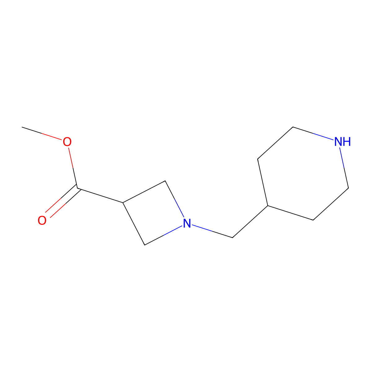 Methyl 1-[(piperidin-4-yl)methyl]azetidine-3-carboxylate molecular structure, CAS 2694725-98-7