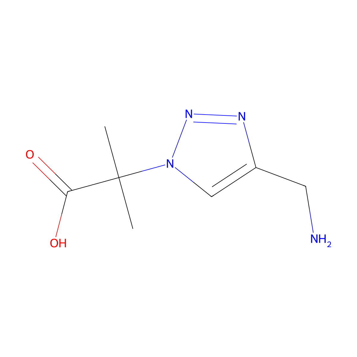 2-[4-(aminomethyl)-1H-1,2,3-triazol-1-yl]-2-methylpropanoic acid molecular structure, CAS 2694726-09-3