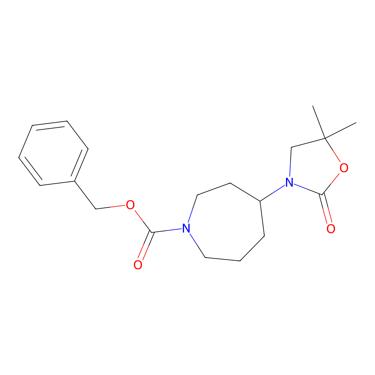 Benzyl 4-(5,5-dimethyl-2-oxo-1,3-oxazolidin-3-yl)azepane-1-carboxylate molecular structure, CAS 2694726-16-2