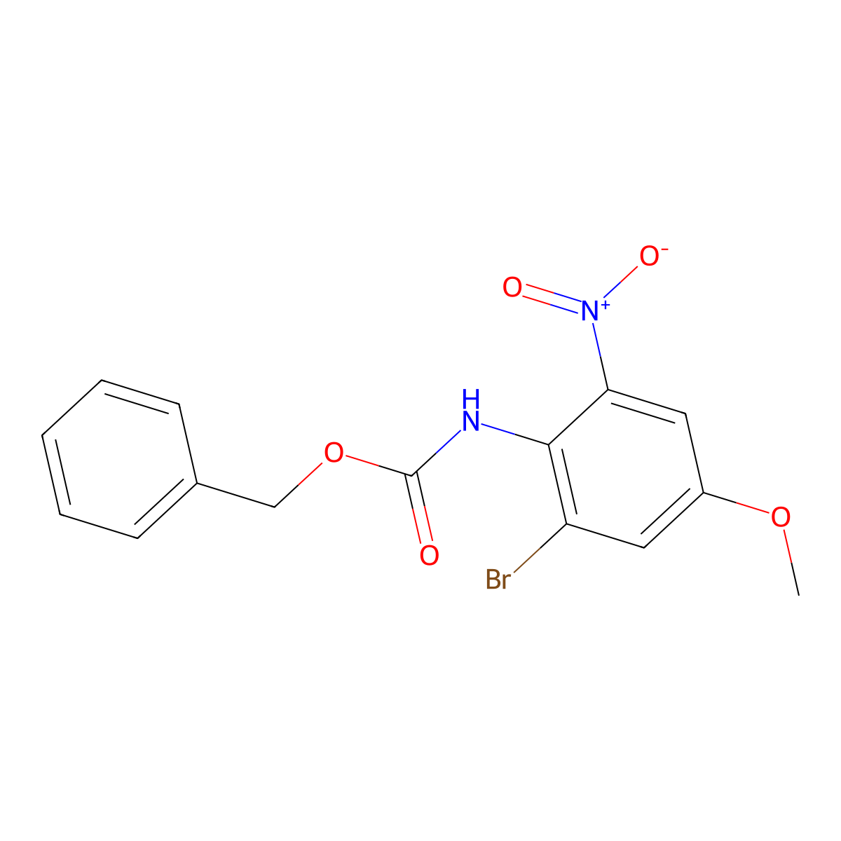 benzyl N-(2-bromo-4-methoxy-6-nitrophenyl)carbamate molecular structure, CAS 2694726-20-8
