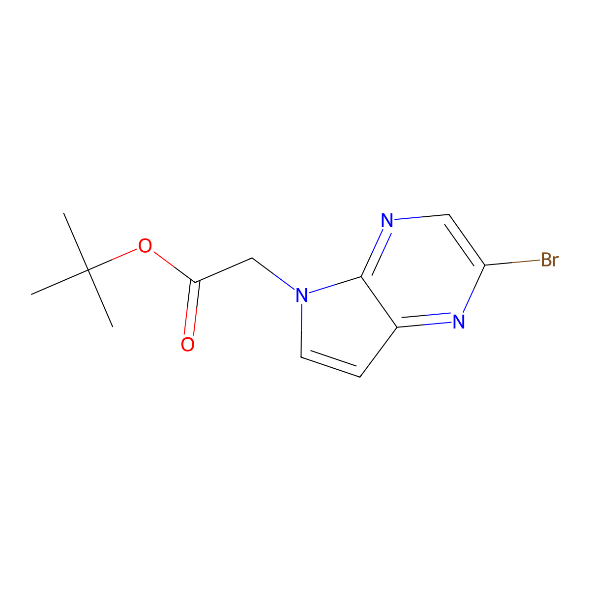 tert-butyl 2-{2-bromo-5H-pyrrolo[2,3-b]pyrazin-5-yl}acetate molecular structure, CAS 2694726-24-2