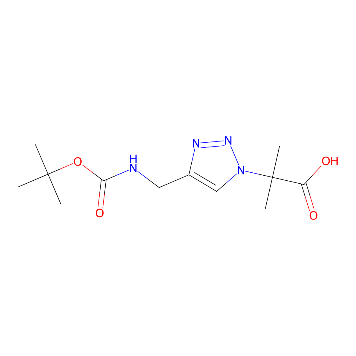 2-[4-({[(tert-butoxy)carbonyl]amino}methyl)-1H-1,2,3-triazol-1-yl]-2-methylpropanoic acid molecular structure, CAS 2694727-61-0