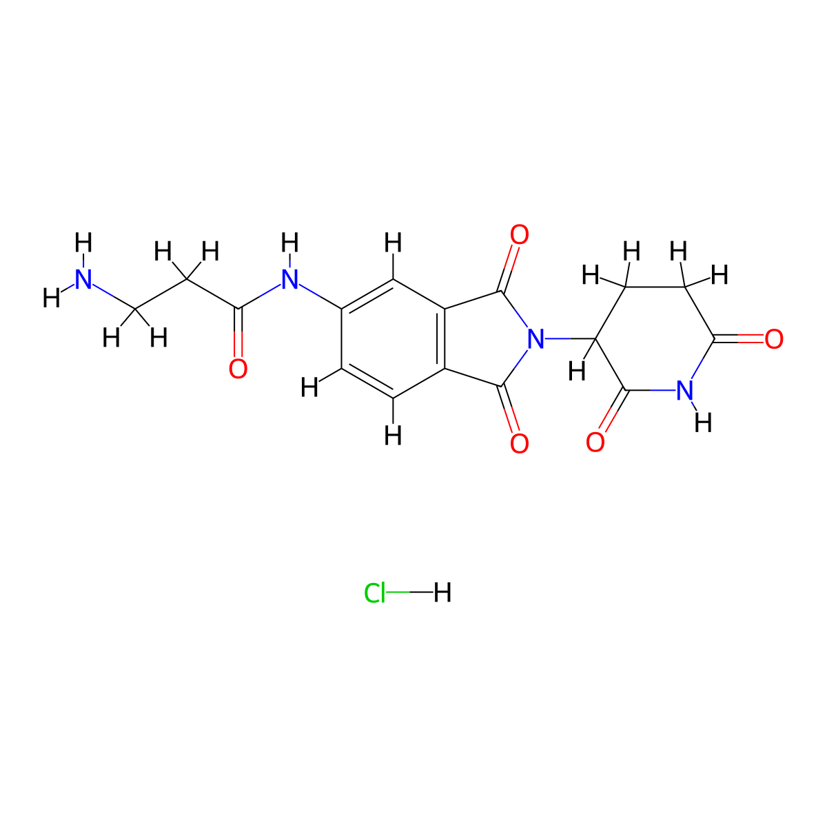 3-amino-N-[2-(2,6-dioxopiperidin-3-yl)-1,3-dioxo-2,3-dihydro-1H-isoindol-5-yl]propanamide hydrochloride molecular structure, CAS 2694727-63-2