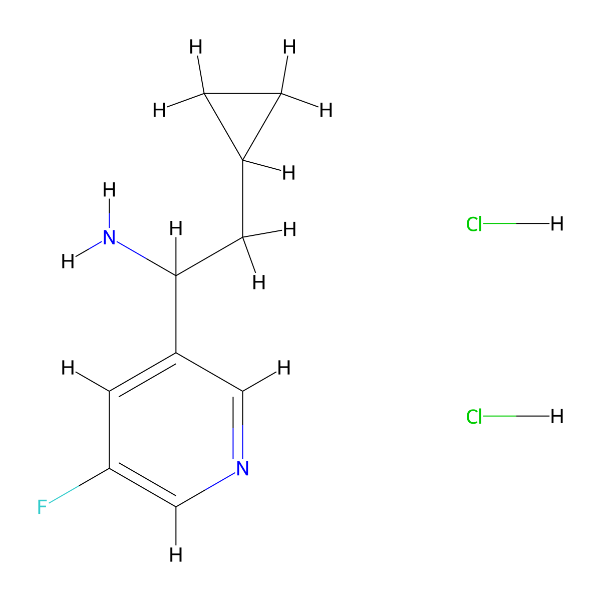 2-Cyclopropyl-1-(5-fluoropyridin-3-yl)ethan-1-amine dihydrochloride molecular structure, CAS 2694727-66-5
