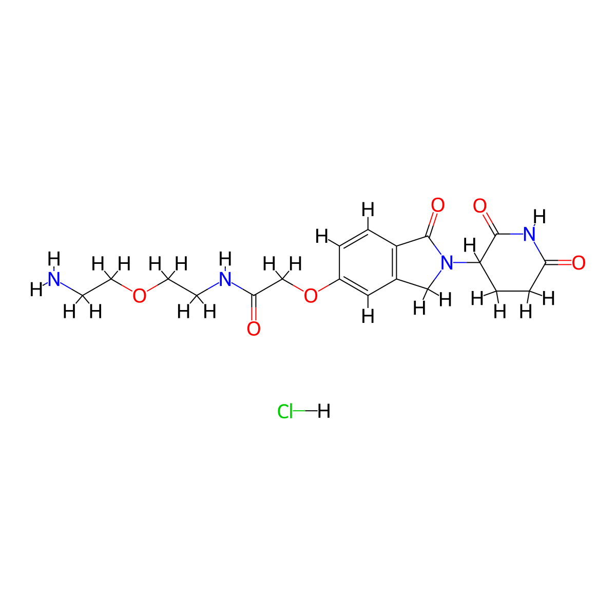 N-[2-(2-aminoethoxy)ethyl]-2-{[2-(2,6-dioxopiperidin-3-yl)-1-oxo-2,3-dihydro-1H-isoindol-5-yl]oxy}acetamide hydrochloride molecular structure, CAS 2694727-68-7