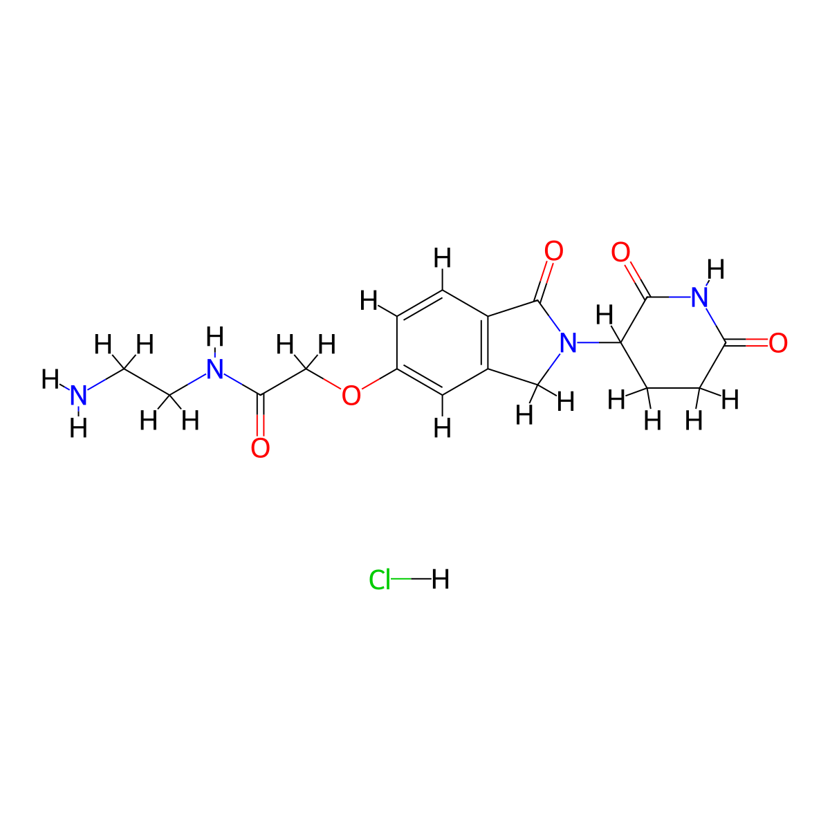 N-(2-aminoethyl)-2-{[2-(2,6-dioxopiperidin-3-yl)-1-oxo-2,3-dihydro-1H-isoindol-5-yl]oxy}acetamide hydrochloride molecular structure, CAS 2694727-77-8