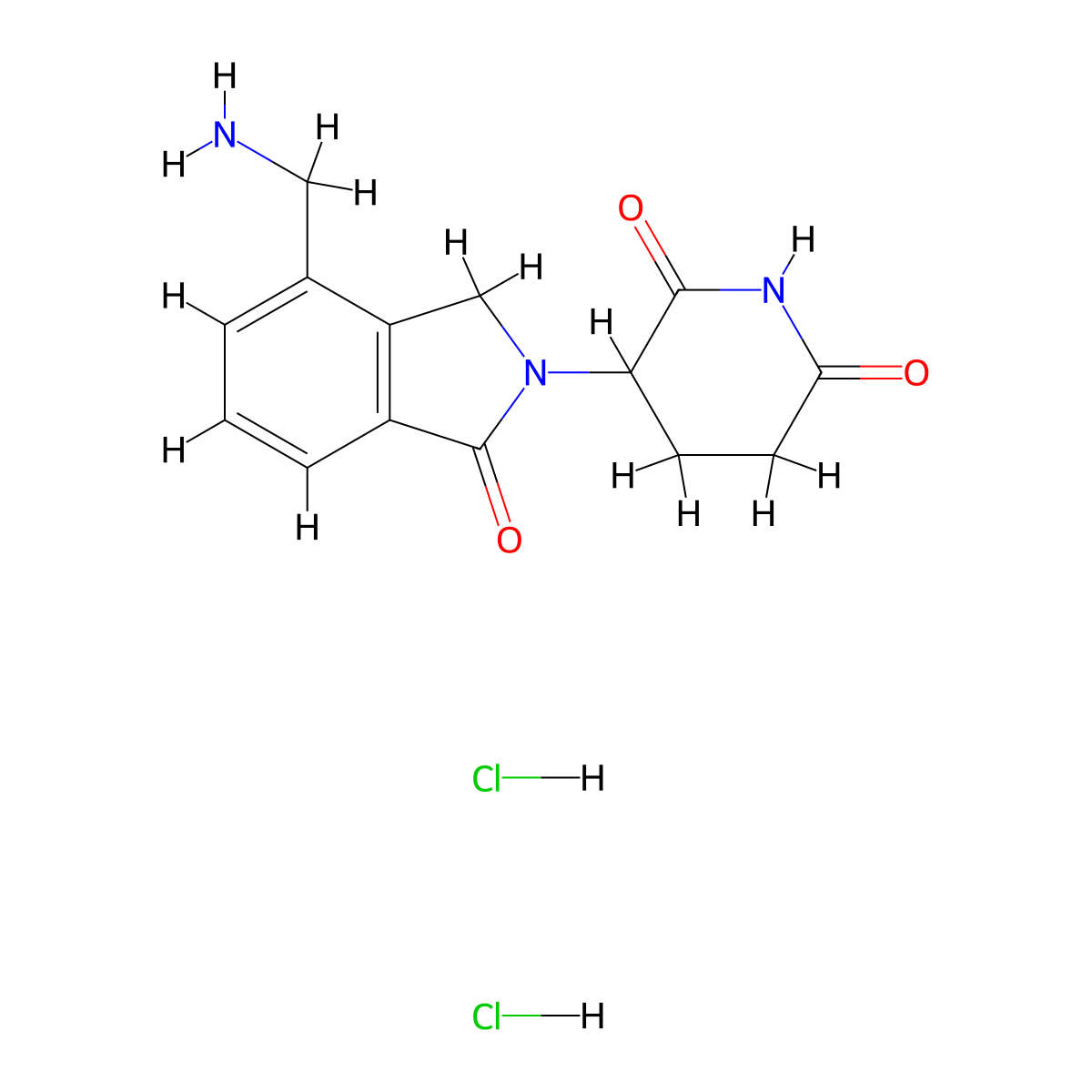 3-[4-(aminomethyl)-1-oxo-2,3-dihydro-1H-isoindol-2-yl]piperidine-2,6-dione dihydrochloride molecular structure, CAS 2694727-79-0