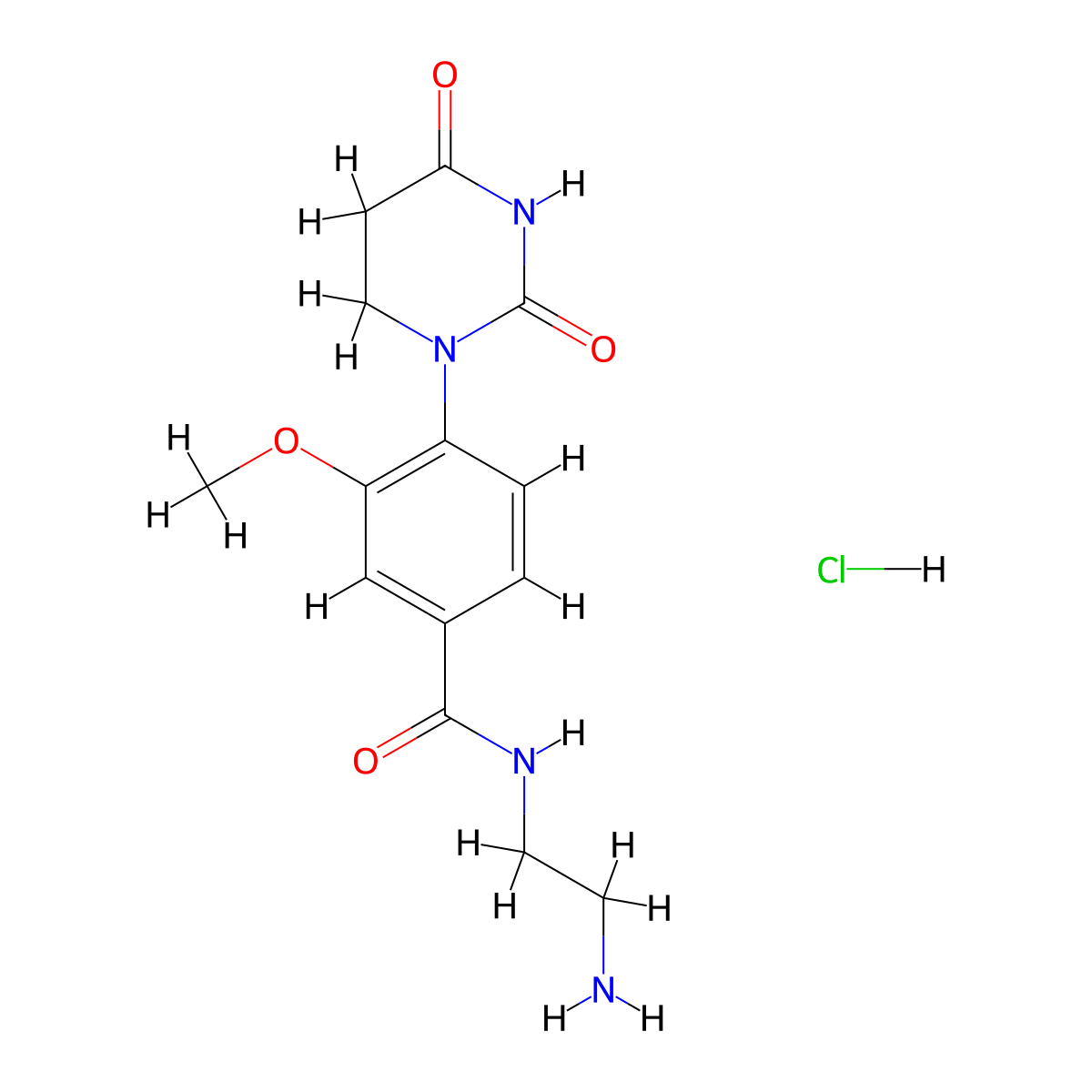 N-(2-aminoethyl)-4-(2,4-dioxo-1,3-diazinan-1-yl)-3-methoxybenzamide hydrochloride molecular structure, CAS 2694727-83-6