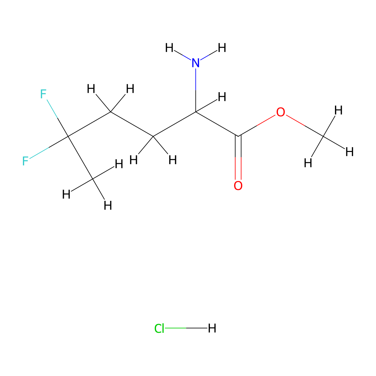 Methyl 2-amino-5,5-difluorohexanoate hydrochloride molecular structure, CAS 2694727-84-7