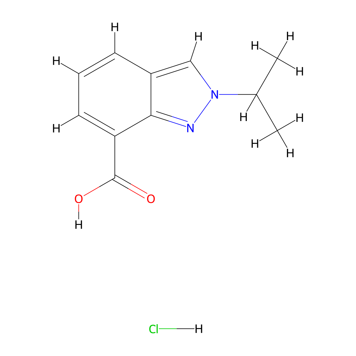 2-(propan-2-yl)-2H-indazole-7-carboxylic acid hydrochloride molecular structure, CAS 2694727-88-1
