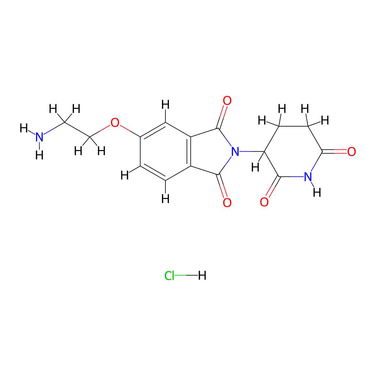 5-(2-aminoethoxy)-2-(2,6-dioxopiperidin-3-yl)-2,3-dihydro-1H-isoindole-1,3-dione hydrochloride molecular structure, CAS 2694727-89-2