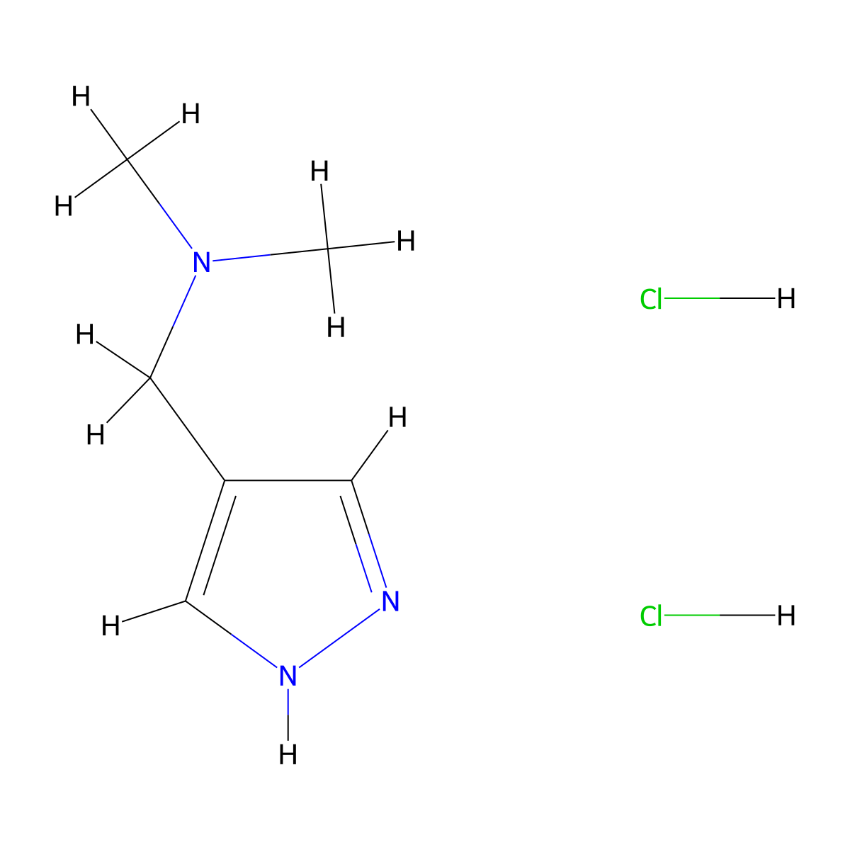 dimethyl[(1H-pyrazol-4-yl)methyl]amine dihydrochloride molecular structure, CAS 2694727-90-5