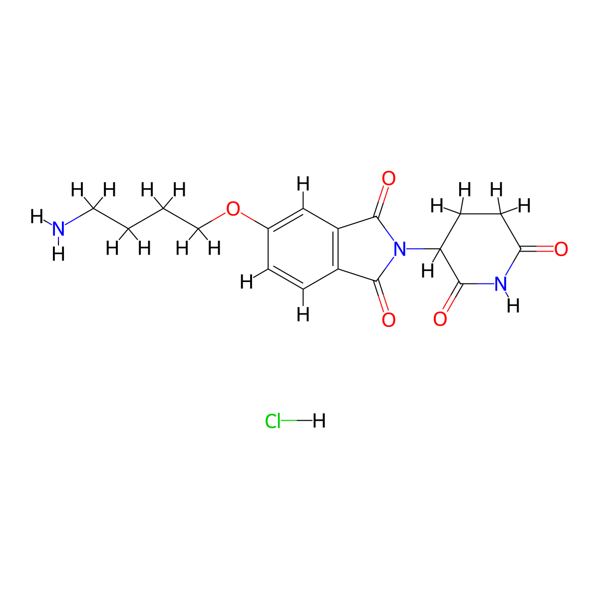 5-(4-aminobutoxy)-2-(2,6-dioxopiperidin-3-yl)-2,3-dihydro-1H-isoindole-1,3-dione hydrochloride molecular structure, CAS 2694727-93-8