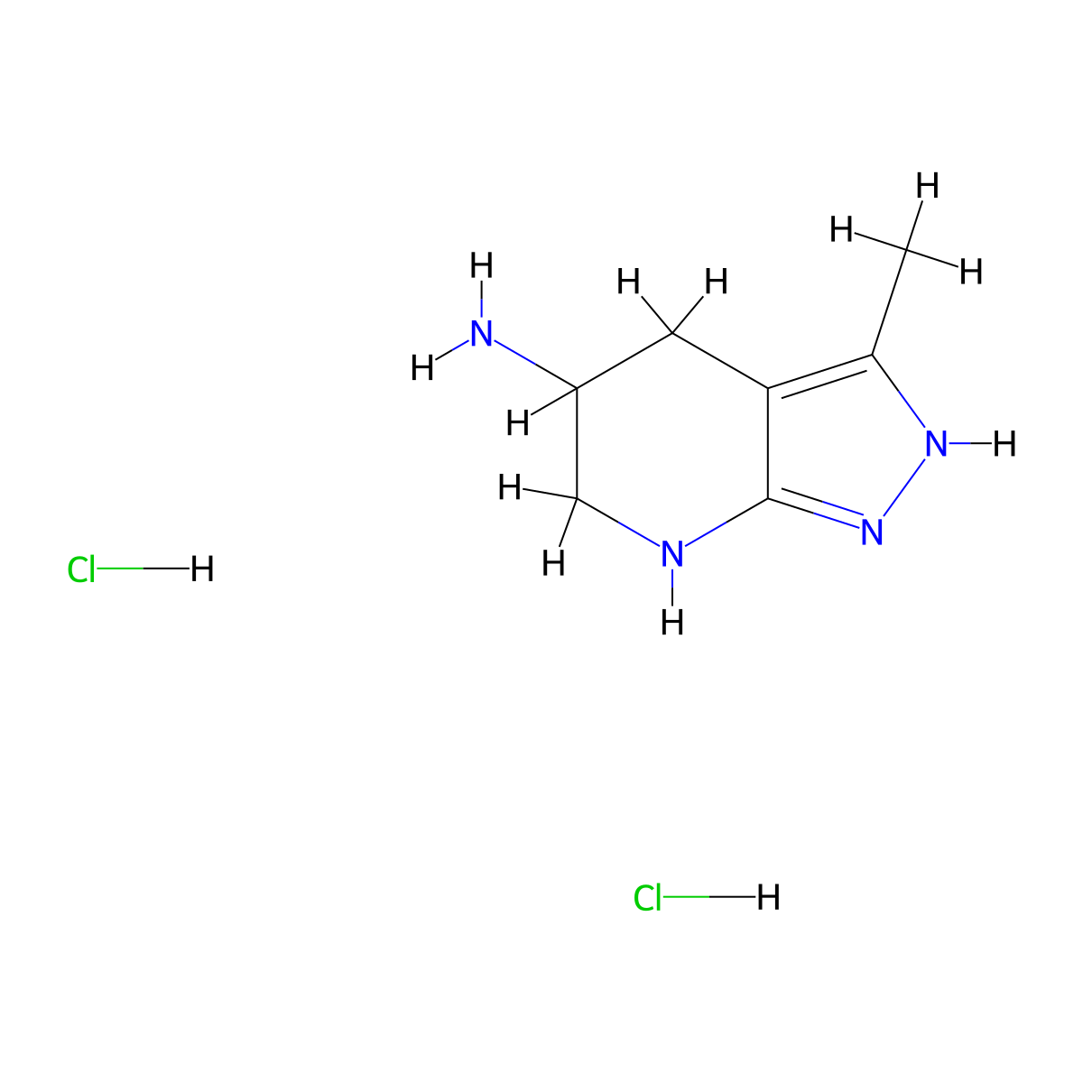 3-methyl-1H,4H,5H,6H,7H-pyrazolo[3,4-b]pyridin-5-amine dihydrochloride molecular structure, CAS 2694727-96-1
