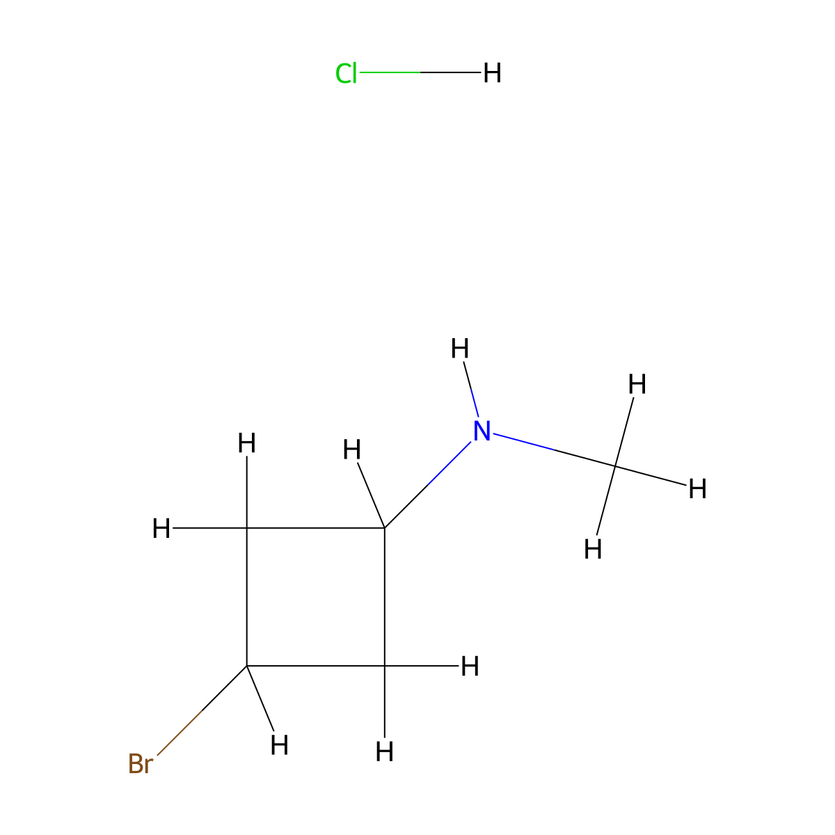 3-bromo-N-methylcyclobutan-1-amine hydrochloride molecular structure, CAS 2694727-97-2