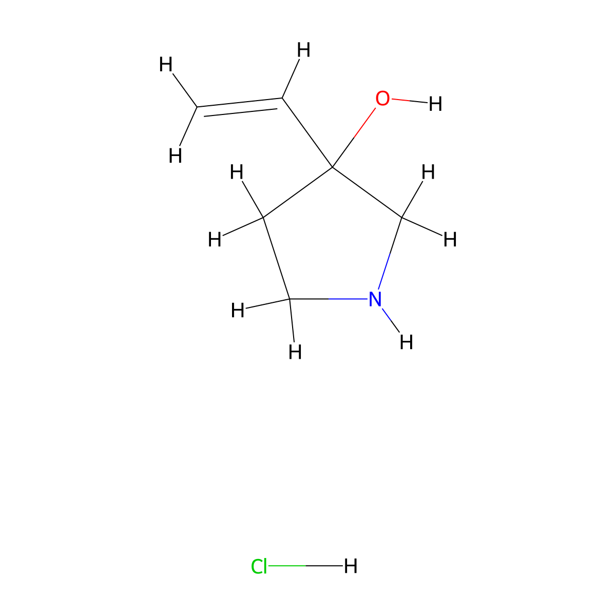 3-Ethenylpyrrolidin-3-ol hydrochloride molecular structure, CAS 2694727-98-3