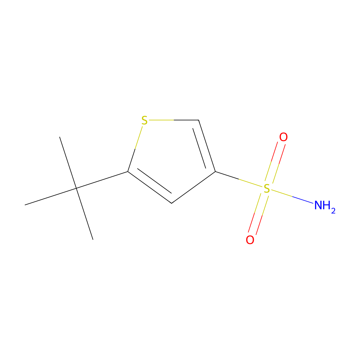 5-Tert-butylthiophene-3-sulfonamide molecular structure, CAS 2694727-99-4