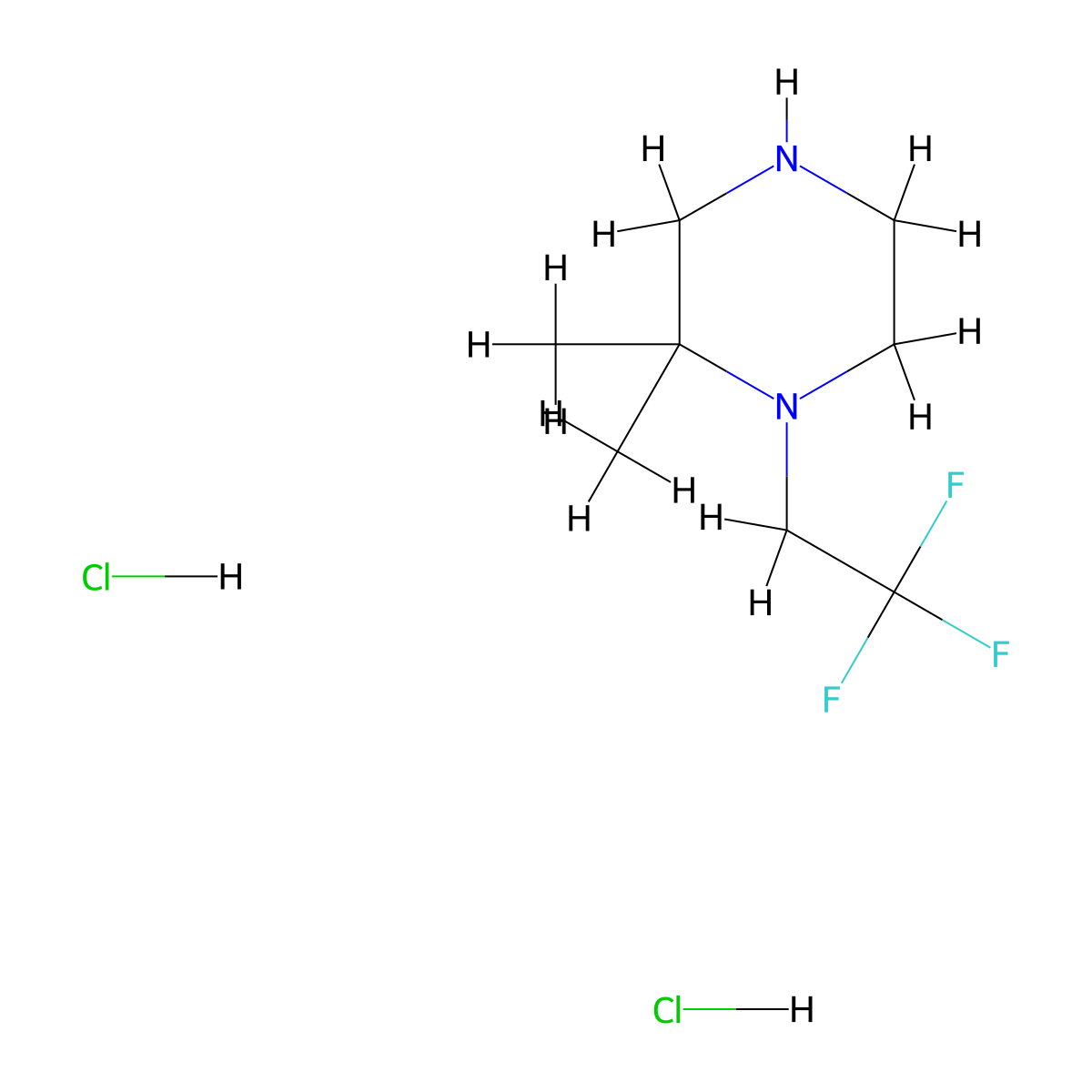 2,2-Dimethyl-1-(2,2,2-trifluoroethyl)piperazine dihydrochloride molecular structure, CAS 2694728-04-4