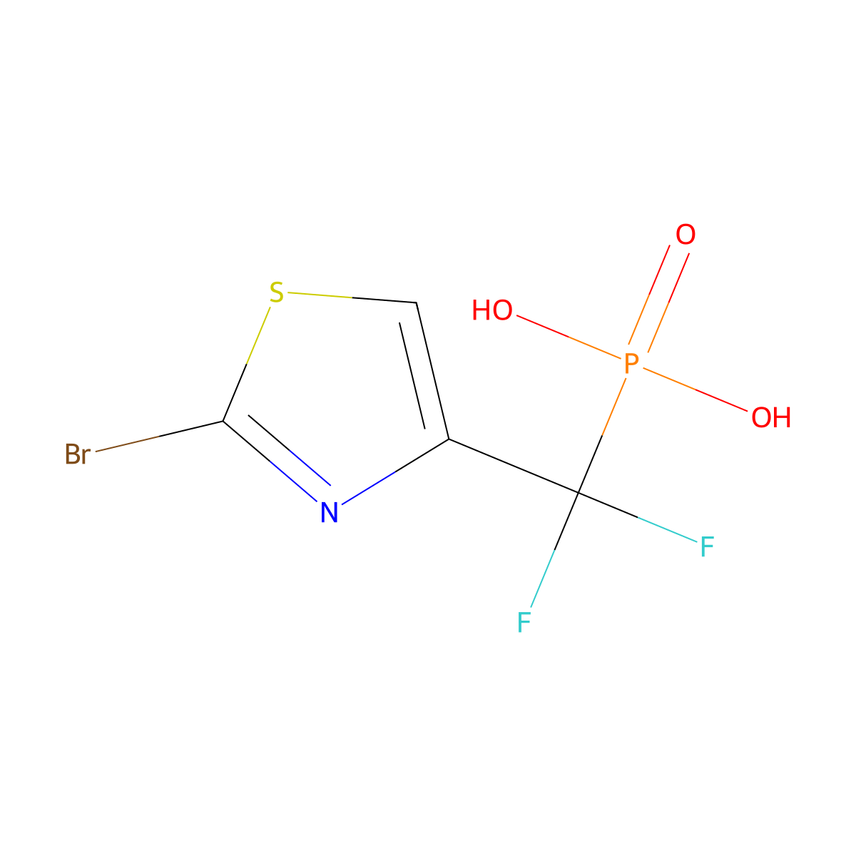 [(2-Bromo-1,3-thiazol-4-yl)difluoromethyl]phosphonic acid molecular structure, CAS 2694728-11-3