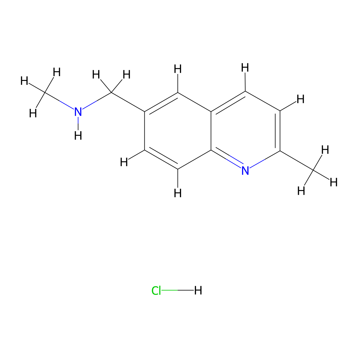 Methyl[(2-methylquinolin-6-yl)methyl]amine hydrochloride molecular structure, CAS 2694728-12-4