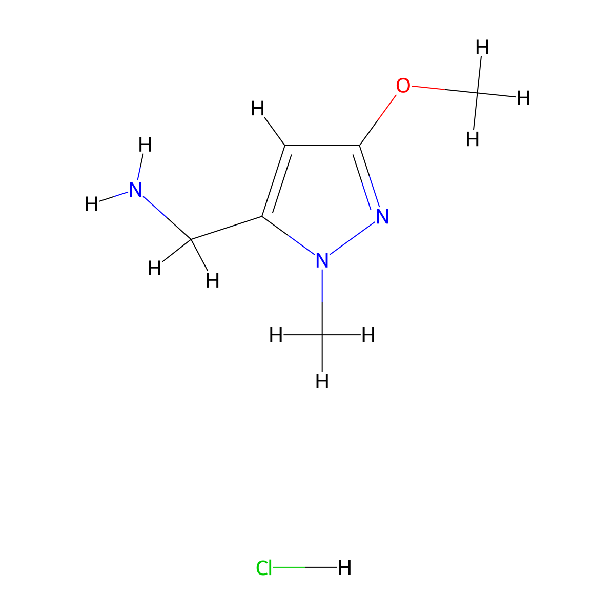 1-(3-methoxy-1-methyl-1H-pyrazol-5-yl)methanamine hydrochloride molecular structure, CAS 2694728-13-5