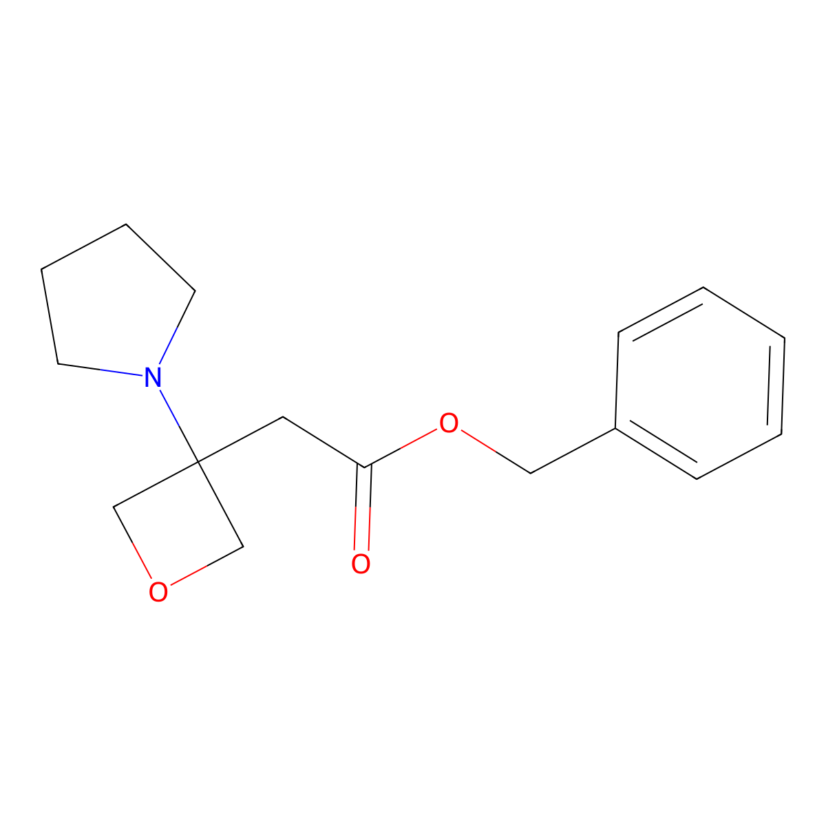 Benzyl 2-[3-(pyrrolidin-1-yl)oxetan-3-yl]acetate molecular structure, CAS 2694728-18-0