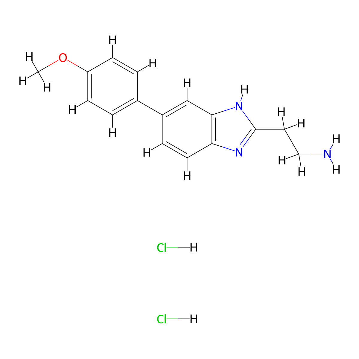 2-(5-(4-methoxyphenyl)-1H-1,3-benzodiazol-2-yl)ethan-1-amine dihydrochloride molecular structure, CAS 2694728-22-6