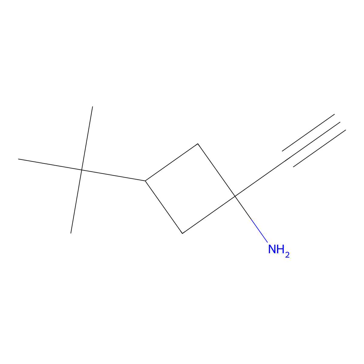 3-Tert-butyl-1-ethynylcyclobutan-1-amine molecular structure, CAS 2694728-28-2