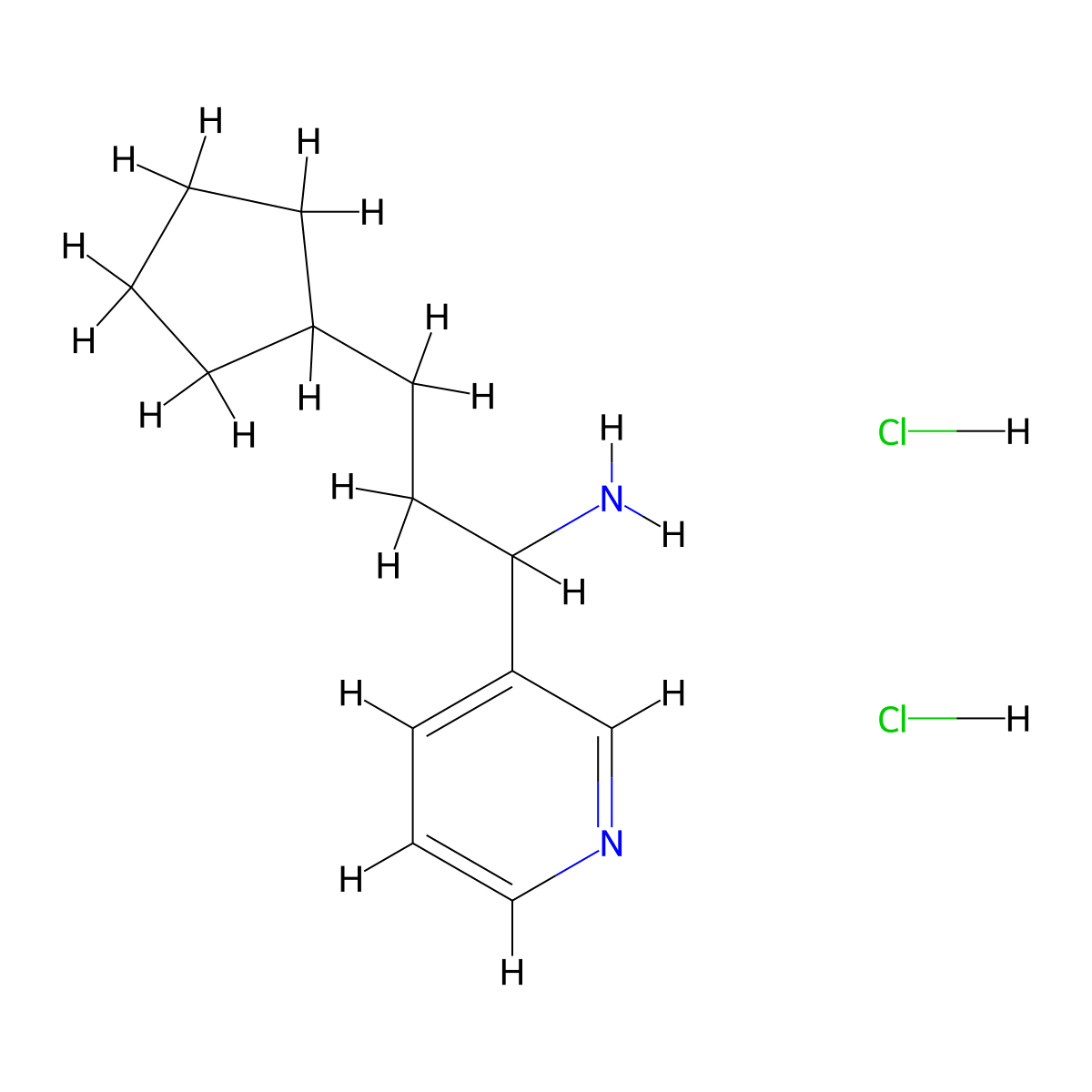 3-Cyclopentyl-1-(pyridin-3-yl)propan-1-amine dihydrochloride molecular structure, CAS 2694728-31-7