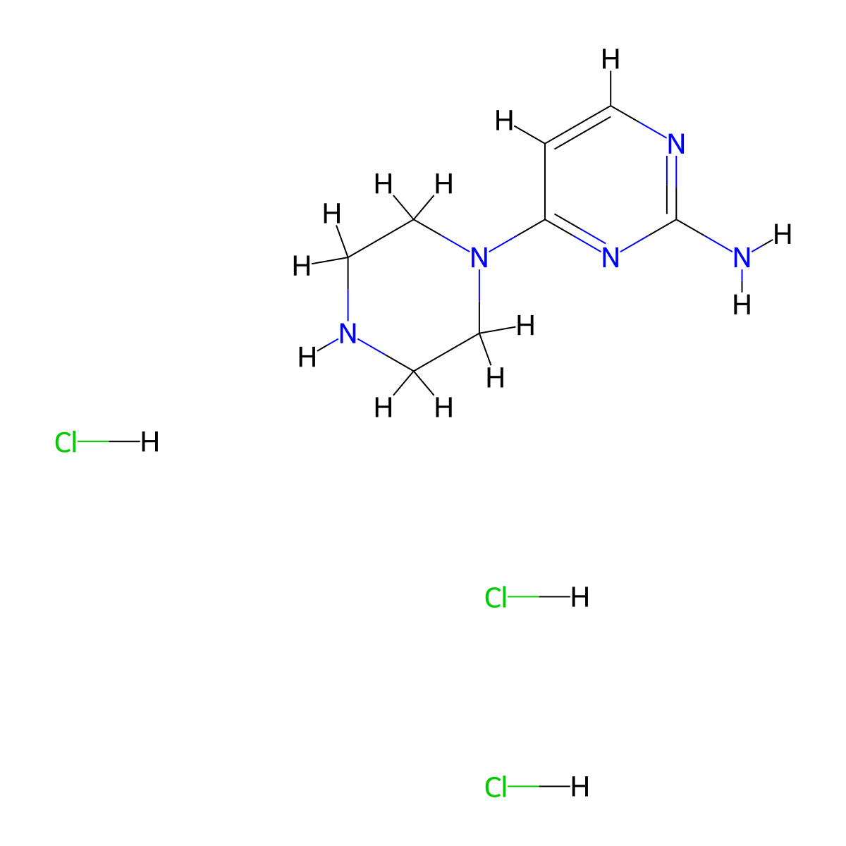 4-(Piperazin-1-yl)pyrimidin-2-amine trihydrochloride molecular structure, CAS 2694728-34-0