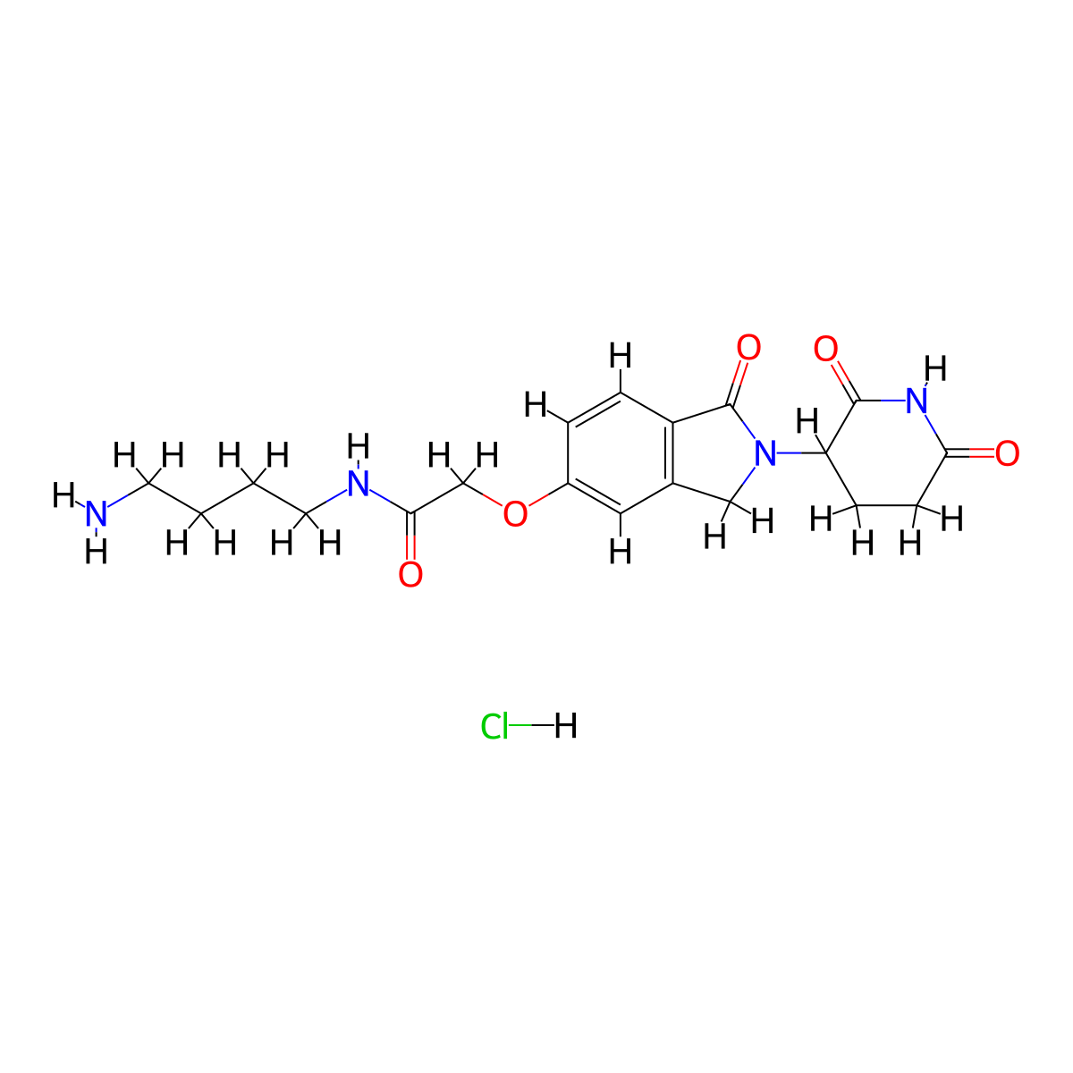 N-(4-aminobutyl)-2-{[2-(2,6-dioxopiperidin-3-yl)-1-oxo-2,3-dihydro-1H-isoindol-5-yl]oxy}acetamide hydrochloride molecular structure, CAS 2694728-49-7