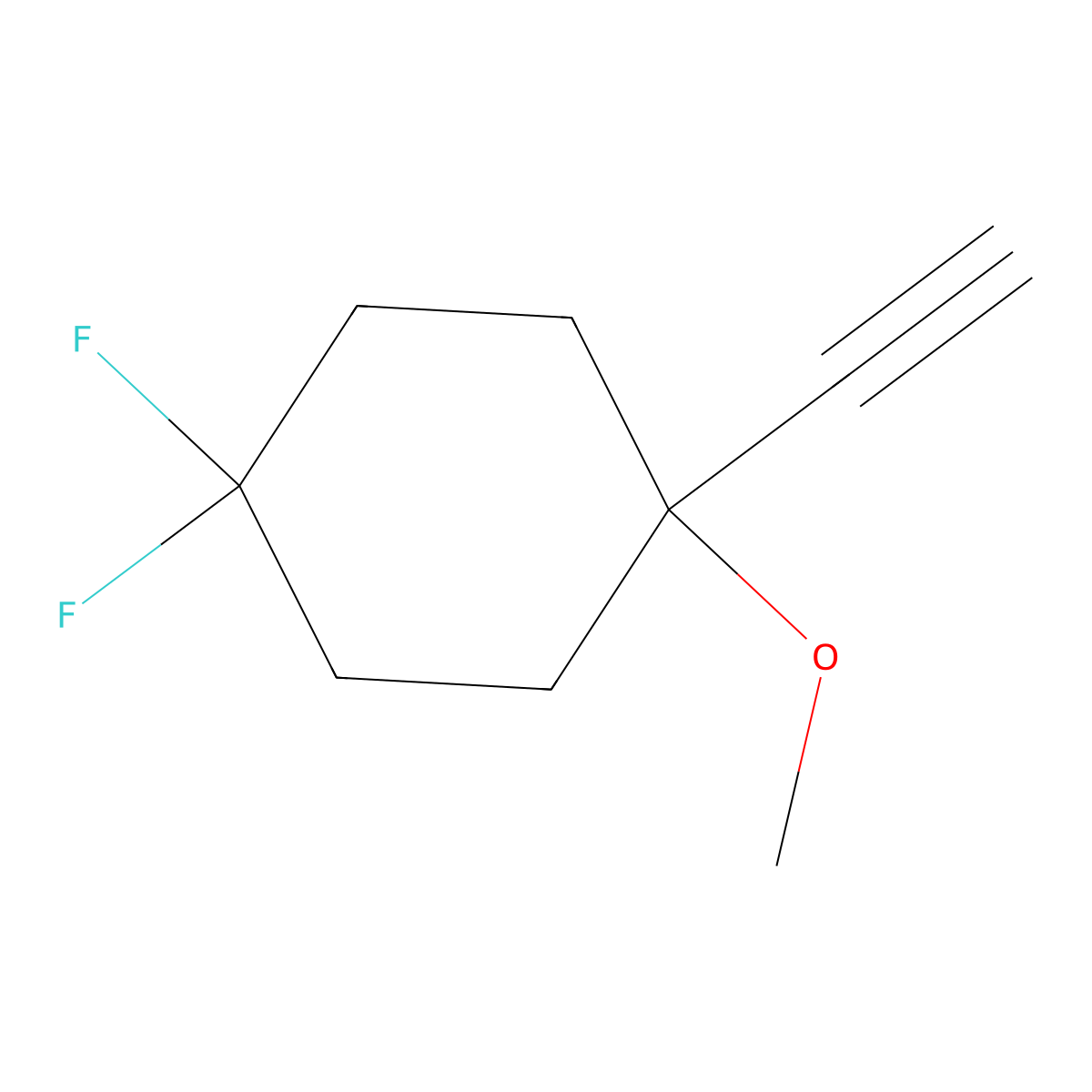 1-Ethynyl-4,4-difluoro-1-methoxycyclohexane molecular structure, CAS 2694728-51-1