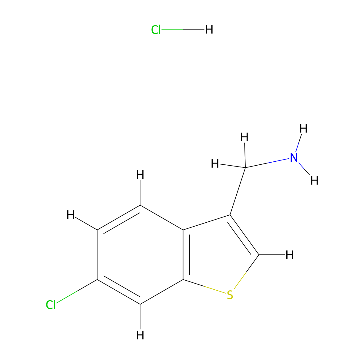1-(6-Chloro-1-benzothiophen-3-yl)methanamine hydrochloride molecular structure, CAS 2694728-54-4