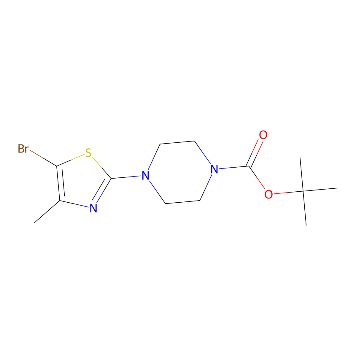 Tert-butyl 4-(5-bromo-4-methyl-1,3-thiazol-2-yl)piperazine-1-carboxylate molecular structure, CAS 2694728-59-9