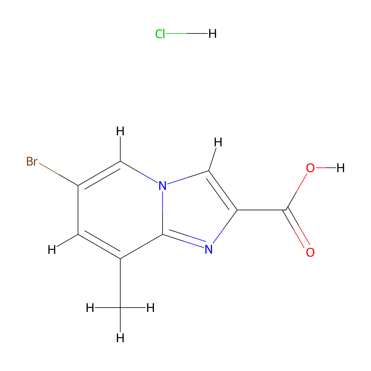 6-Bromo-8-methylimidazo[1,2-a]pyridine-2-carboxylic acid hydrochloride molecular structure, CAS 2694728-72-6