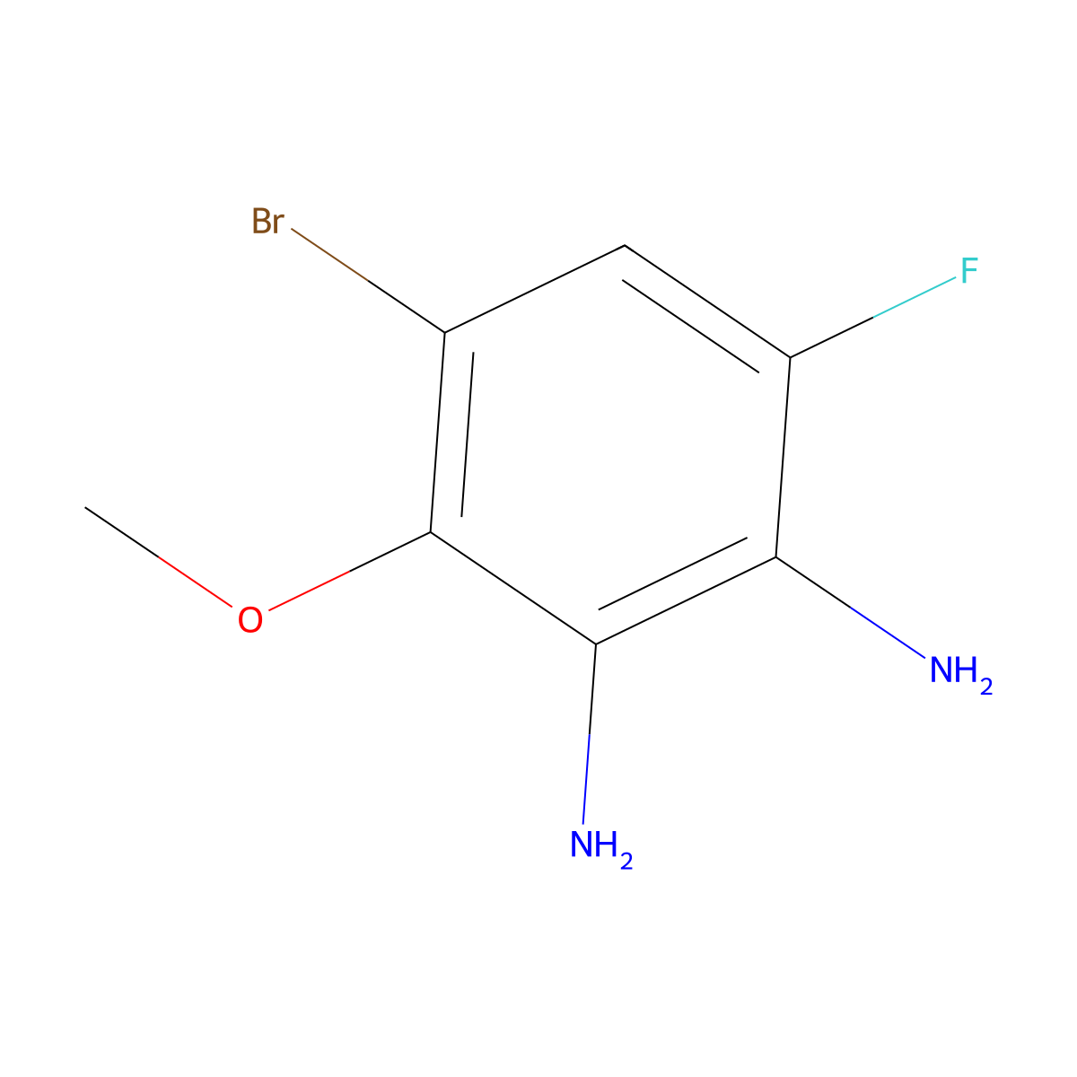 4-Bromo-6-fluoro-3-methoxybenzene-1,2-diamine molecular structure, CAS 2694728-76-0