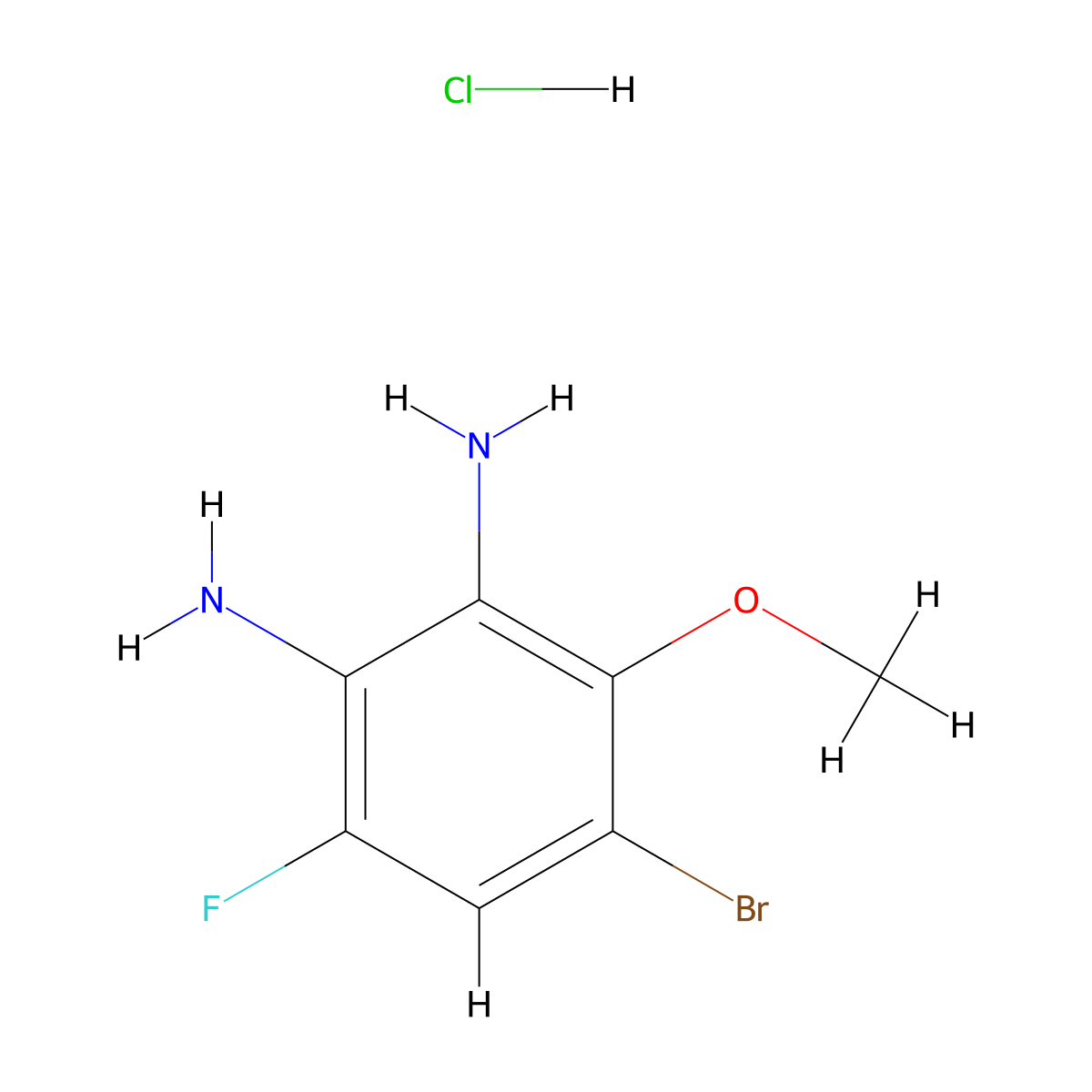 4-Bromo-6-fluoro-3-methoxybenzene-1,2-diamine hydrochloride molecular structure, CAS 2694728-77-1