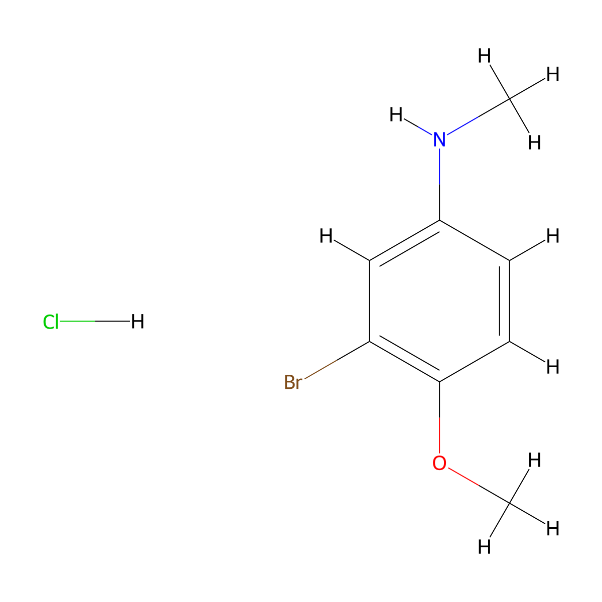 3-bromo-4-methoxy-N-methylaniline hydrochloride molecular structure, CAS 2694728-91-9