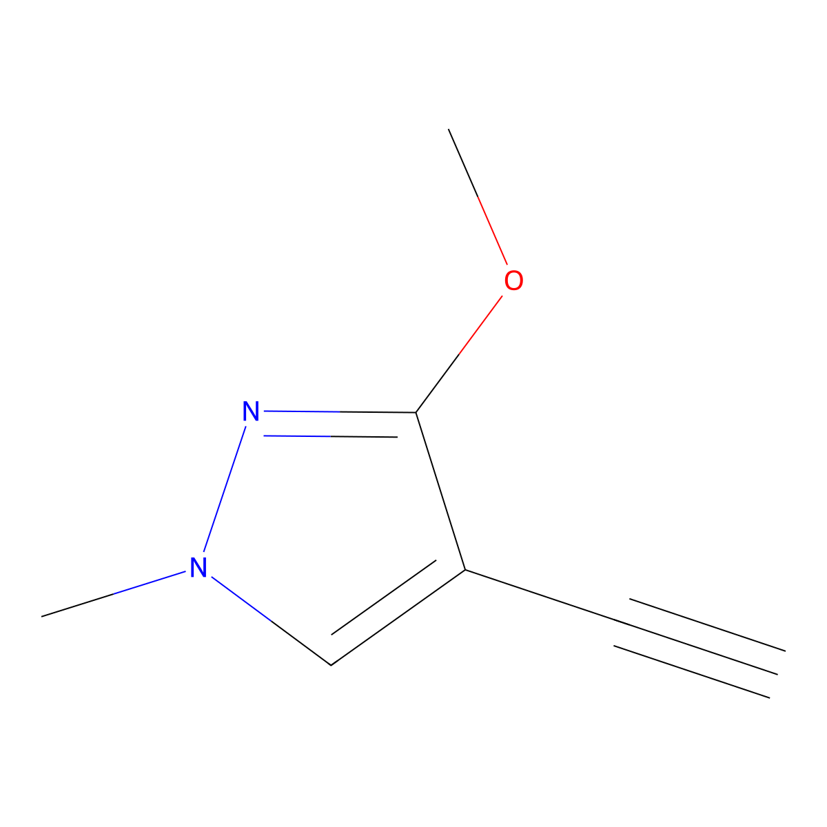 4-ethynyl-3-methoxy-1-methyl-1H-pyrazole molecular structure, CAS 2694728-99-7