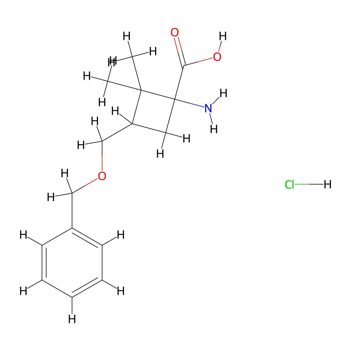 1-amino-3-[(benzyloxy)methyl]-2,2-dimethylcyclobutane-1-carboxylic acid hydrochloride, Mixture of diastereomers molecular structure, CAS 2694729-09-2