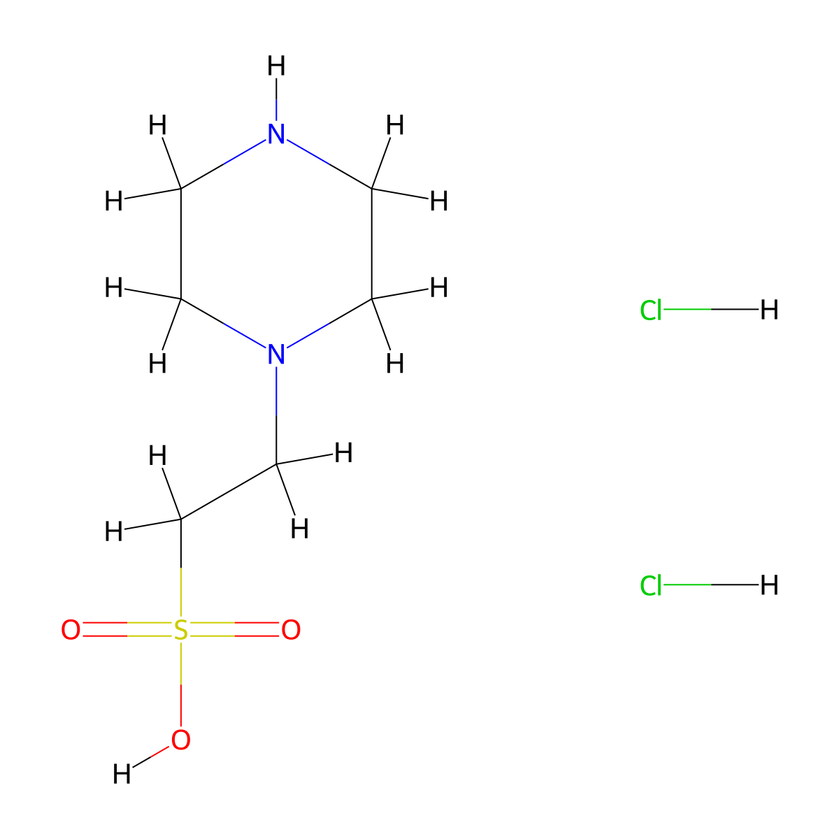 2-(Piperazin-1-yl)ethane-1-sulfonic acid dihydrochloride molecular structure, CAS 2694729-10-5