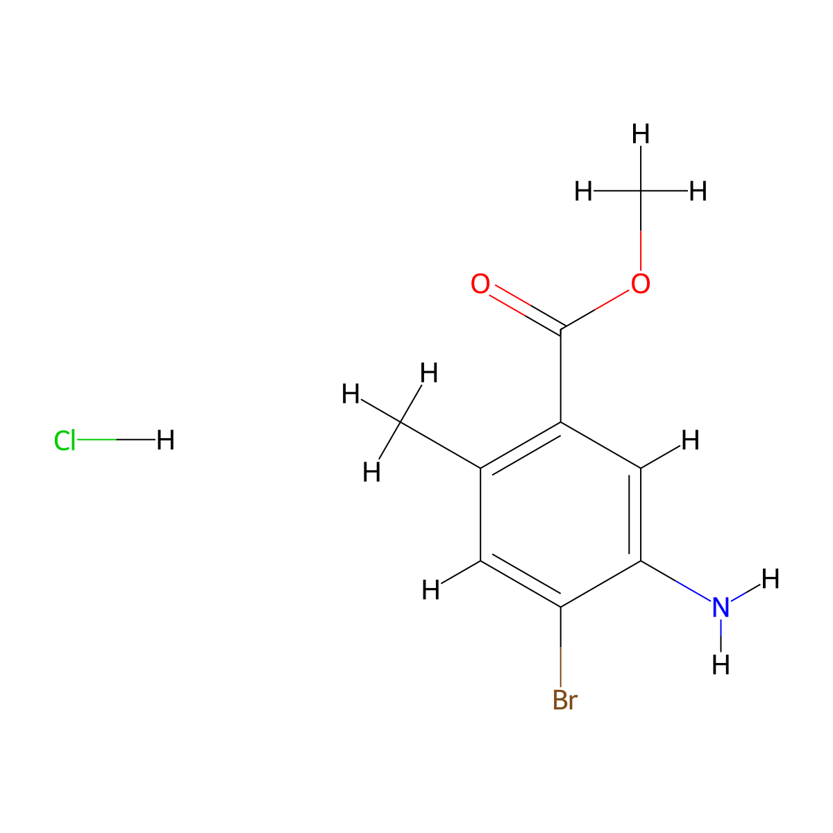 Methyl 5-amino-4-bromo-2-methylbenzoate hydrochloride molecular structure, CAS 2694729-14-9